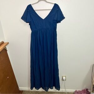 Birdy Grey blue ruffle sleeve bridesmaids dress